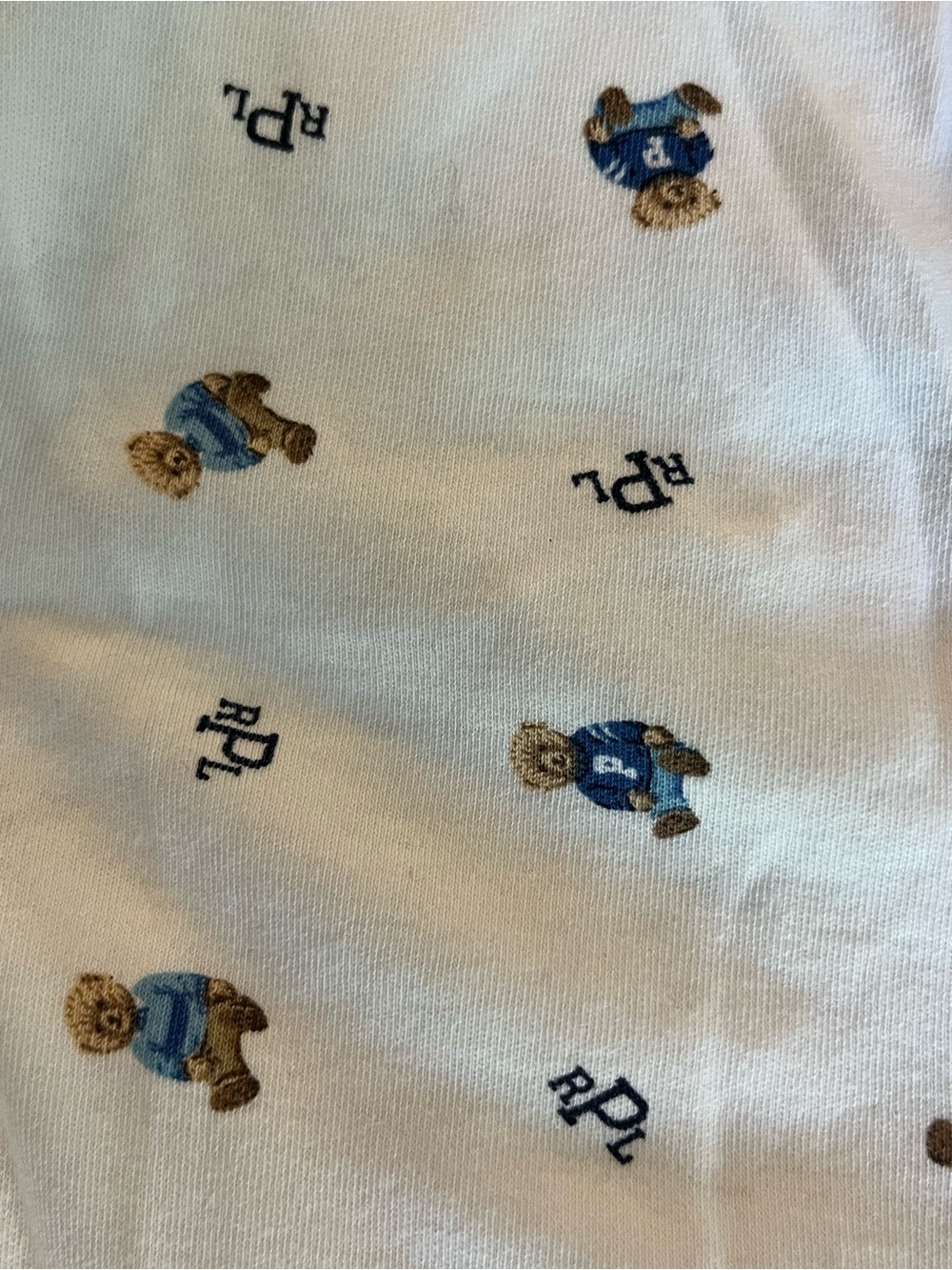6m Ralph Lauren Footed White Teddy Bear Baby Snap Sleeper Pajamas with Mitts - Picture 4 of 5